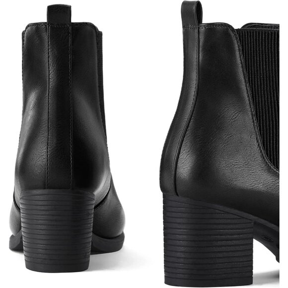 Women's Chelsea Boots Chunky Heel Ankle Boots Slip On Fall Casual Shoes - Picture 4 of 8